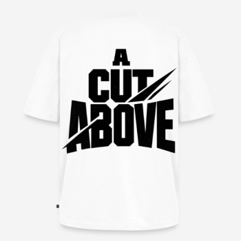 A CUT ABOVE Oversized T-Shirt in weiß mit Rückendruck